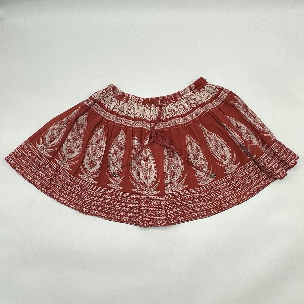 M.A.B.E / MABE Women's Size XS Red Boho Paisley Print Cotton Lined Mini Skirt